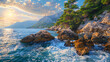 Rocky seacoast landscape. Adriatic sea Montenegro