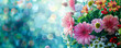 Colorful bouquet of flowers on bokeh background with copy space. Mother's day background.
