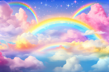 Wall Mural - fantasy rainbow in beautiful abstract sky