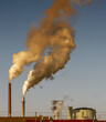 Air pollution with smoke from factory chimneys
