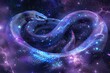 Majestic cosmic snake coiling through the starry expanse of space, combining elements of fantasy and astrology