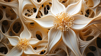Botanical Abstract Background with Enigmatic Volumetric Florals.