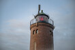 Boehler Lighthouse St. Peter Ording low angle view in the evening, North sea