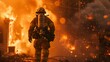Firefighter as they work tirelessly to extinguish a fire in an emergency situation