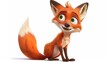 Cartoon cheerful fox displayed on a white background