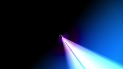 Wall Mural - Blue and violet light beam, laser rotating on black background. Modern loop able abstract backdrop