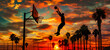 Silhouette of a Basketball Player Dunking at Sunset
