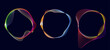 Colorful ring wave vector designs are isolated on a dark background.