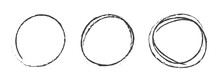 Circle Scribble Highlight Pencil Sketch Frame Set Vector Graphic Illustration, Black Round Scrawl Drawn Line Shape Doodle Ring, Grungy Marker Circular Stroke Border Image Clip Art