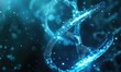 Light blue glowing digital medical science and bioengineering background with DNA srtings
