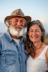 Portrait of senior caucasian husband and wife smile happy