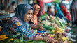 Indonesian Market: Women Selling Fresh Produce