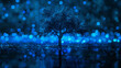 Majestic Tree Bathed in Ethereal Blue Light, Perfect for Inspirational Backgrounds and Eco-Themed Designs
