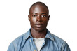Serene Young African American Man in Denim Shirt - Transparent PNG