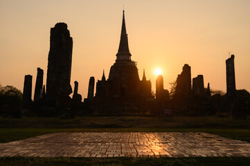 Wall Mural - Wat Mahathat at Ayutthaya in Thailand