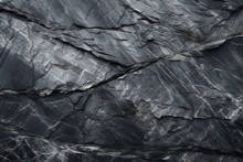 Black White Rock Texture. Dark Gray Stone Granite Background For Design. Rough Cracked Mountain Surface. Cracked Layered Mountain Surface.
