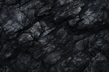 Black White Rock Texture. Dark Gray Stone Granite Background For Design. Rough Cracked Mountain Surface. Cracked Layered Mountain Surface.
