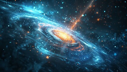 Wall Mural - a colorful galaxy with a bright orange star in the center by ai generated image