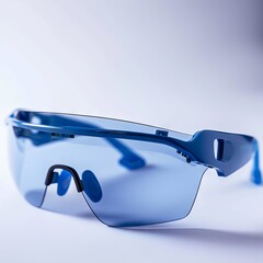 Wall Mural - A pair of blue sunglasses with a clear lens.