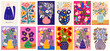 Beautiful flower collection of posters with roses, leaves, floral bouquets, flower compositions. Notebook covers. 12 modern posters 50x70 cm	
