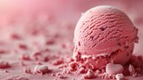 Fototapeta Na ścianę -   A pink scoop of ice cream atop a mound of pink sprinkles against a pink background