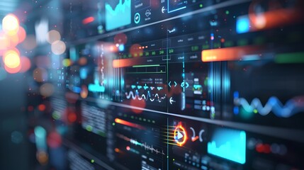 Aufkleber - Futuristic server room with glowing LEDs, data center networking concept with bokeh lights. High-tech digital infrastructure facility. Technological innovation and cloud computing. AI
