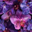3D seamless Watercolor orchid  featuring exotic blooms in purple and pink hues