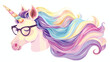 Unicorn horn with multicolored hair and glasses cute i