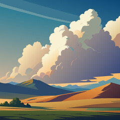 Wall Mural - cumulus clouds vector illustration