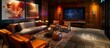 Entertainment room with state-of-the-art audiovisual systems caters to leisure activities and movie nights. 