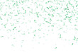 Green confetti, falling paper ribbons isolated on white background. Birthday party decoration. Vector illustration.