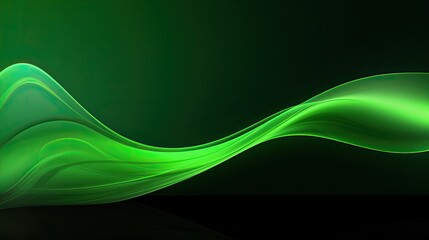 Poster - abstract background, wave of neon green light, minimalism