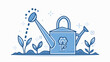 Watering can farming icon outline blue Vector illustration