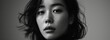 Korean woman portrait in black and white
