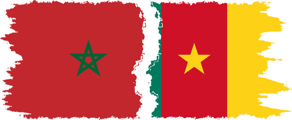 Cameroon and Morocco grunge flags connection vector