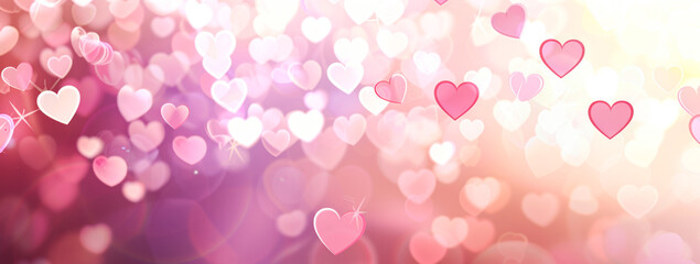 Wall Mural - Valentine's day or mother's day background with bokeh lights and hearts