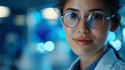 Wall Mural - optimistic scientist shares a moment of discovery her lab brimming with the tools of innovation