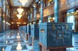 © Dacha AI - An exquisitely crafted ballot box is highlighted in an opulent hallway, suggesting professionalism and sophistication