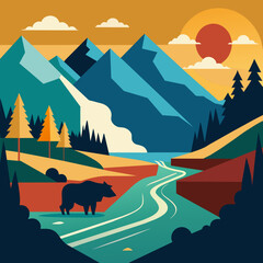 Wall Mural - Hill background vector illustration