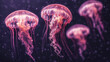 A group of jellyfish are floating in the water