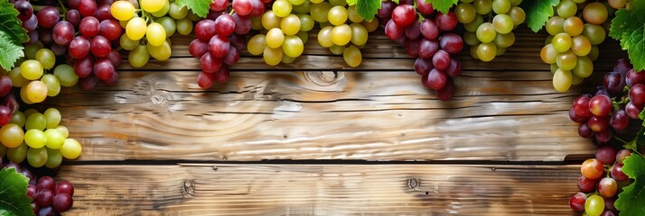 Wall Mural - Frame with grape and vine for wine with copy space for text