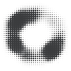 Poster - Dotted shape with halftone gradient. Abstract circle element. Curve wavy round. Fluid circular textured organic blob