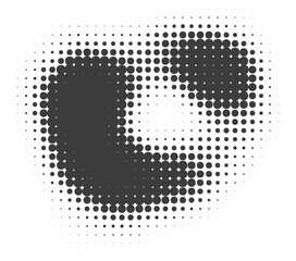 Poster - Dotted shape with halftone gradient. Abstract circle element. Curve wavy round. Fluid circular textured organic blob