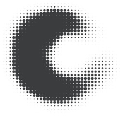 Poster - Dotted shape with halftone gradient. Abstract circle element. Curve wavy round. Fluid circular textured organic blob