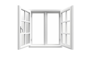 Open White Window Frame - isolated on White Transparent Background, PNG
