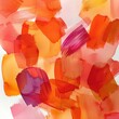 The painting is a colorful abstract piece with many different shades of orange