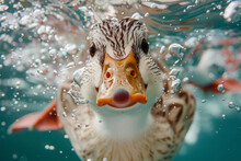 Close Up Of Duck For Swimming Under Water