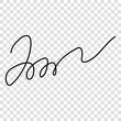Fake hand written autograph template. Vector illustration isolated on transparent background