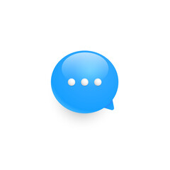 Leinwandbilder - Blue chat bubble in skeuomorphic style. Vector illustration.	