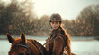 Young woman dedicated to the Olympic and professional sport of horse riding,	
